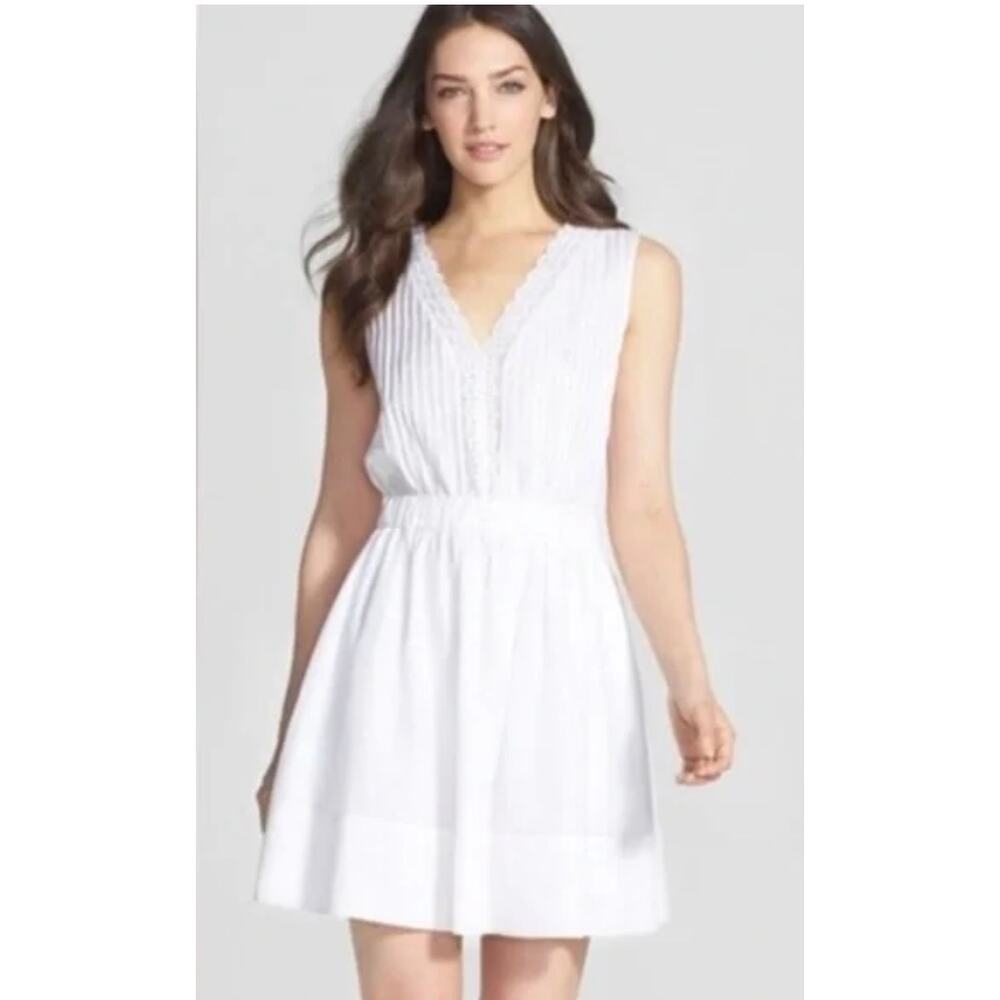 Diane‎ Von Furstenberg Shilo Romantic Lace  Silk Mini Dress White Size 10